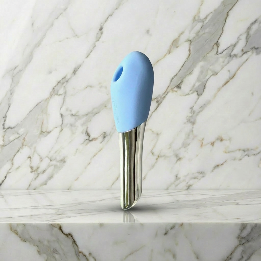 Lyra lichtblauwe wellness product van De Paarse Keizerin op witte achtergrond