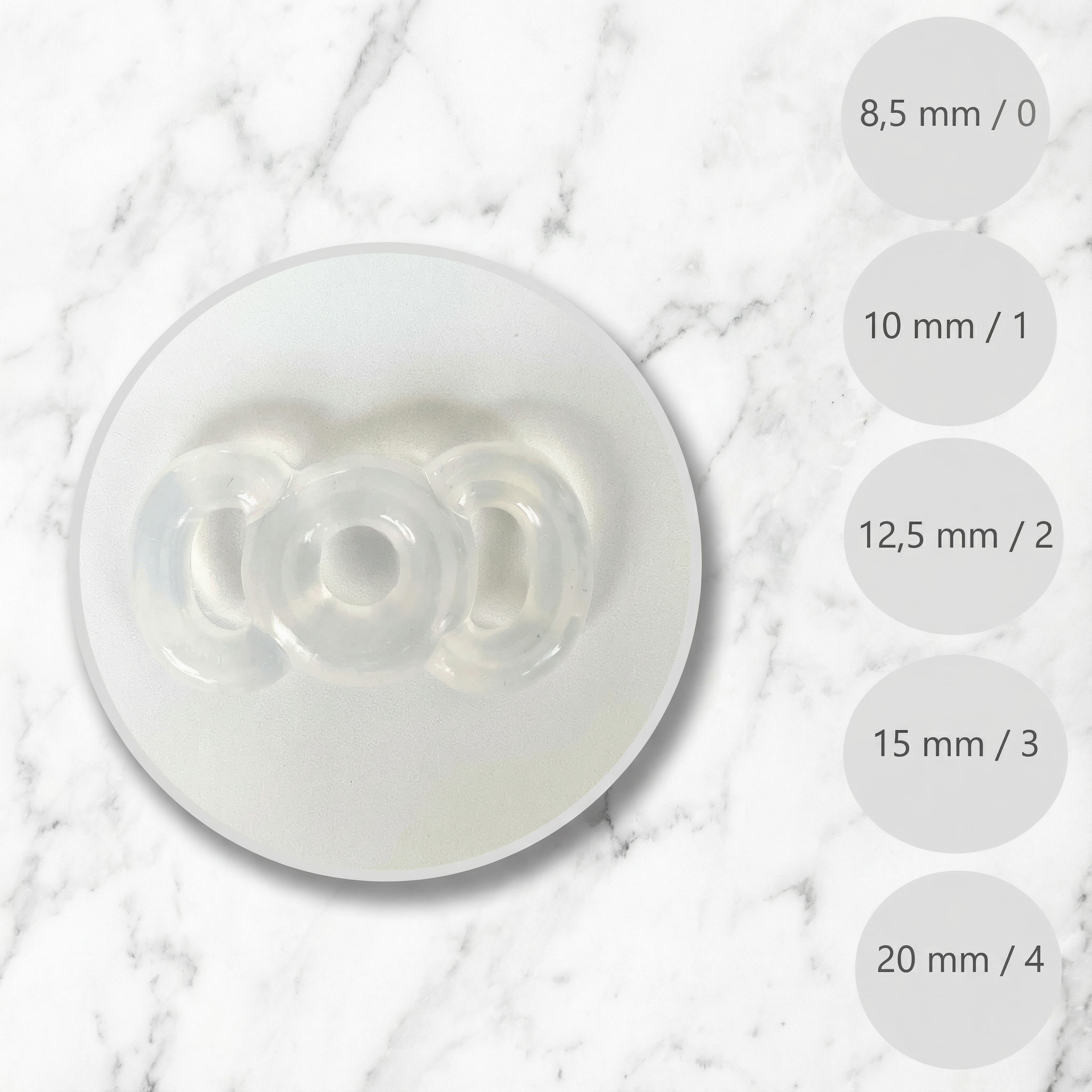 Transparante drukringen van 12,5 mm diameter voor Vacurex pomp van De Paarse Keizerin, set van 2 stuks