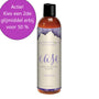 Zijaanzicht Intimate Earth Ease 120ml siliconen glijmiddel fles met productinformatie en pompmechanisme