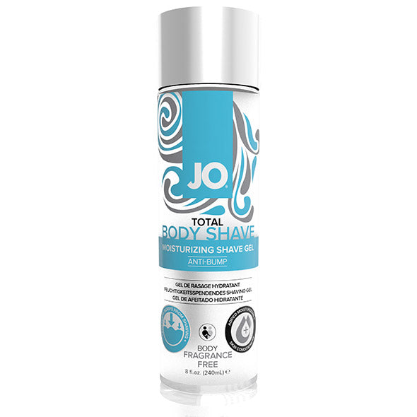 JO Total Body Shave moisturizing scheergel anti-bump, parfumvrij, 240 ml flacon