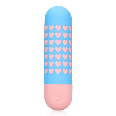 Close-up van bedieningsknoppen en premium siliconen materiaal van de Heart mini vibrator