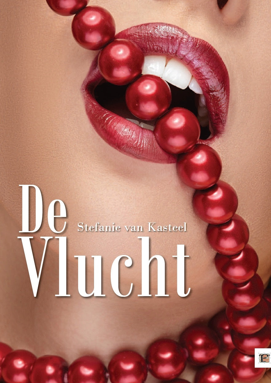 Zijaanzicht van het boek De Vlucht met zichtbare ruggengraat en titel van uitgeverij De Paarse Keizerin