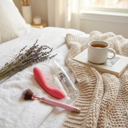 Close-up van zachte siliconen materialen en bedieningsknoppen van het Gentle Sensations Kit