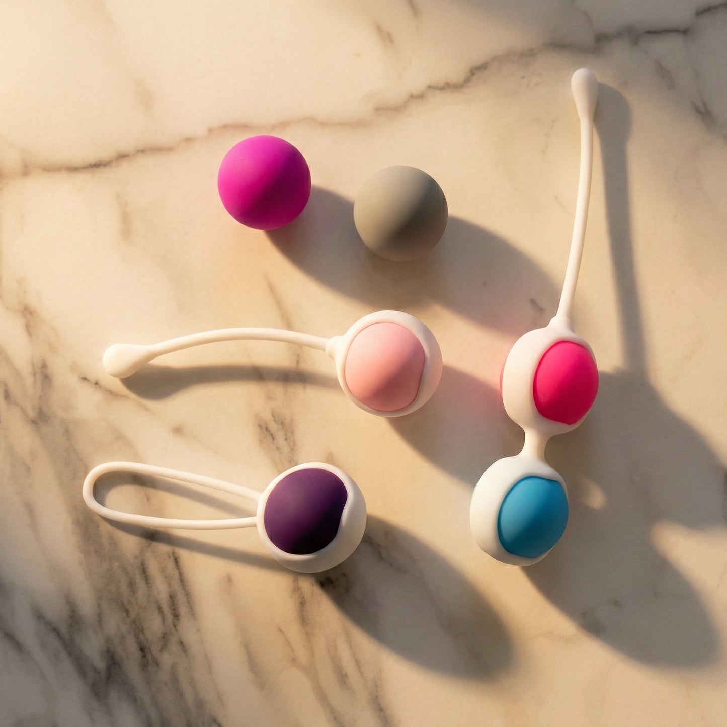 Elegante kegelset van De Paarse Keizerin met drie verschillende maten op witte achtergrond