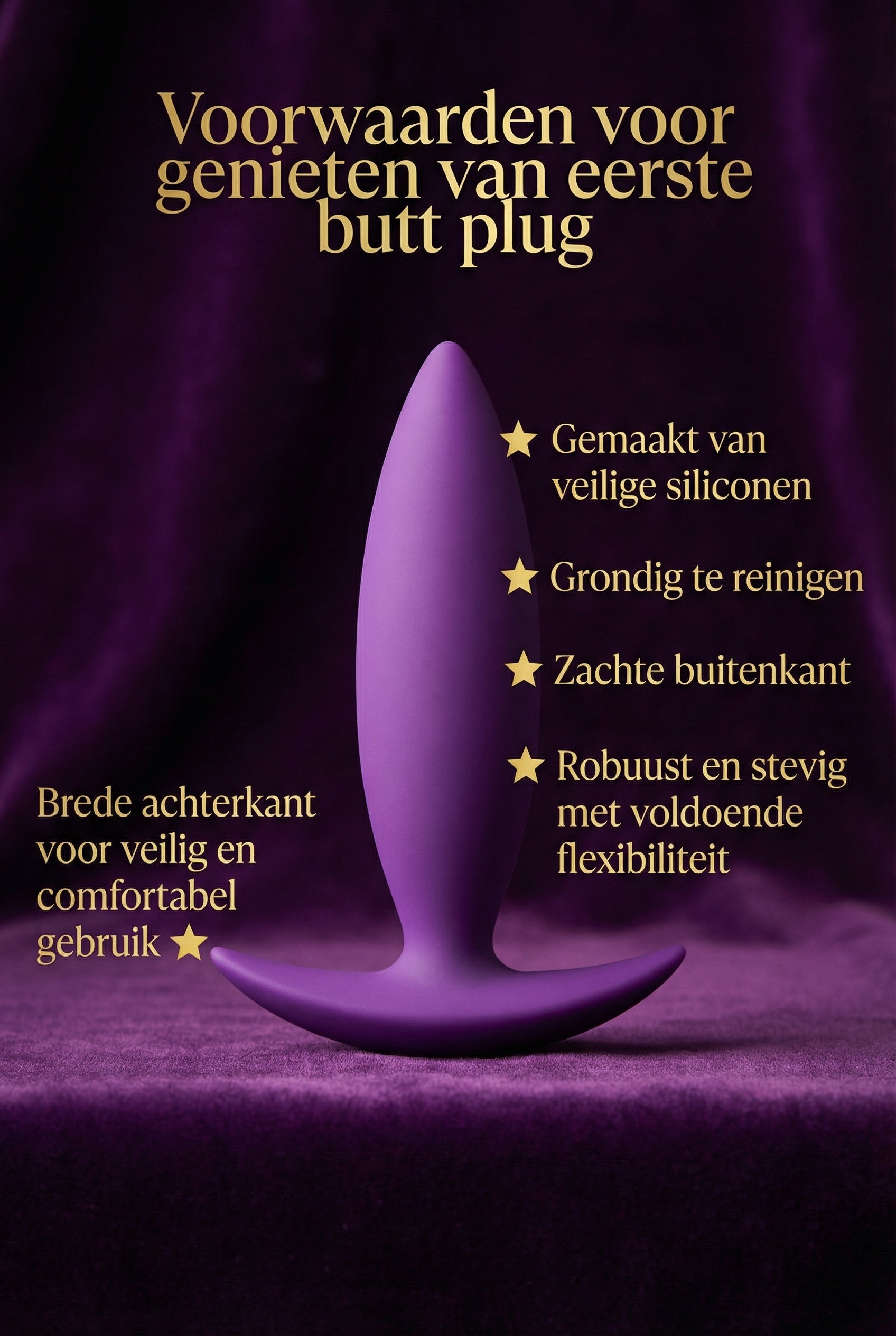 Buttplug productfoto bij keuzehulp over de beste buttplugs en anal beads voor beginners bij De Paarse Keizerin