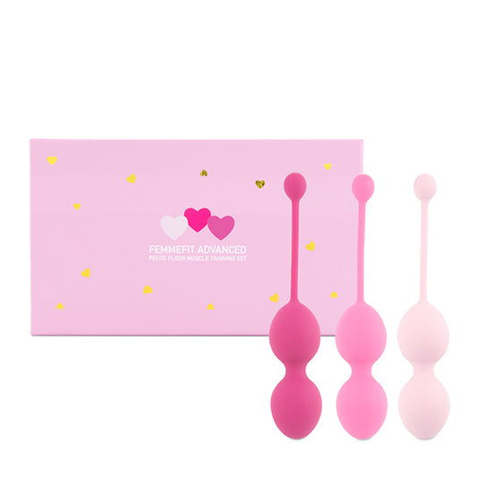 Elegante verpakking van De Paarse Keizerin Femme Advanced kegelset met discrete presentatie en accessoires