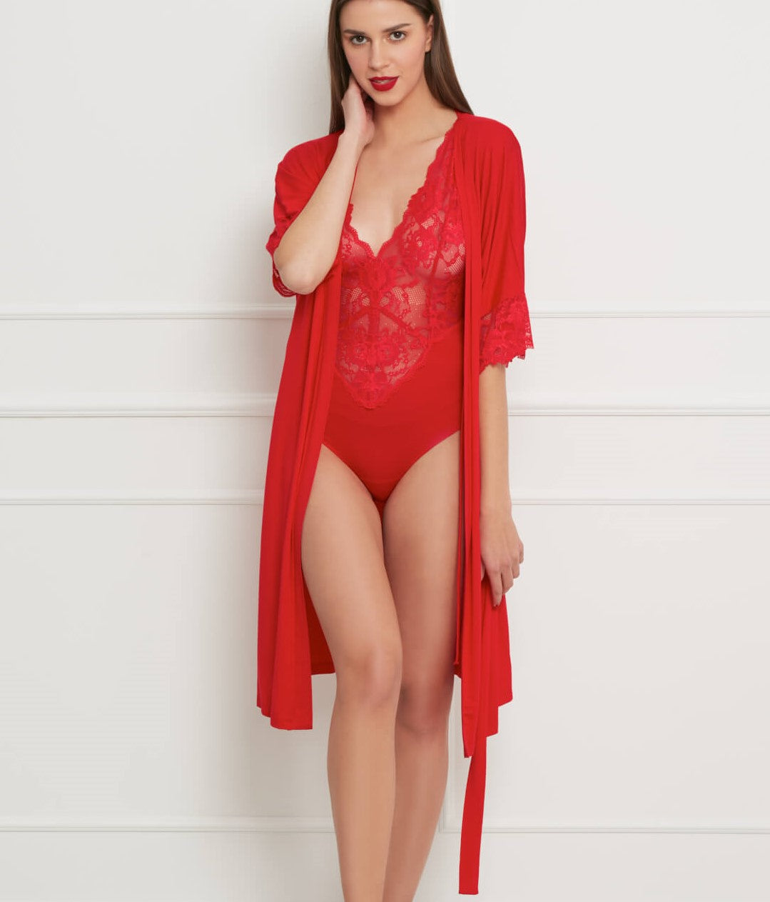 Elegante robe in passie rood