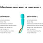 Vergelijking tussen Lelo Smart Wand en Smart Wand 2 met specificaties, in paars en turquoise